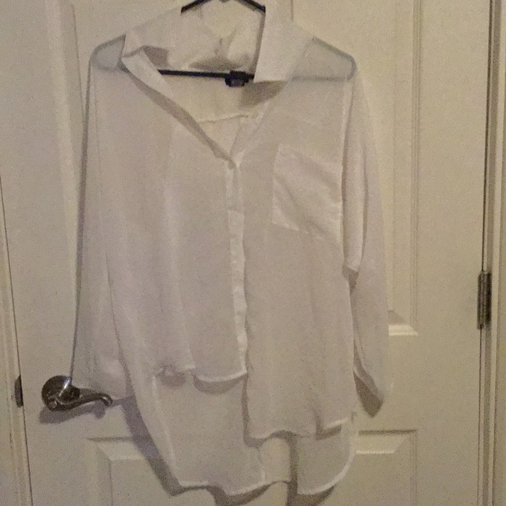 White cover up shirt